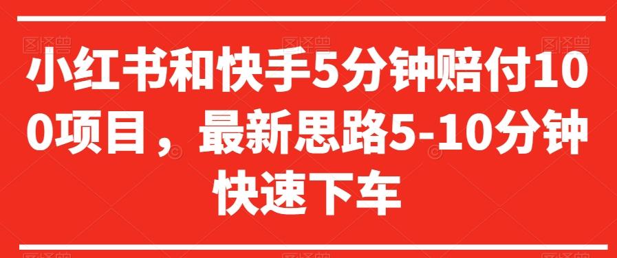 小红书和快手5分钟赔付100项目，最新思路5-10分钟快速下车【仅揭秘】-E网资源