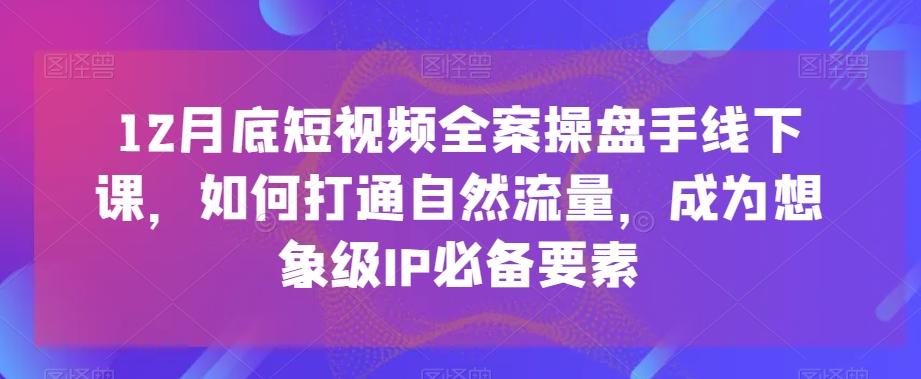 12月底短视频全案操盘手线下课，如何打通自然流量，成为想象级IP必备要素-E网资源
