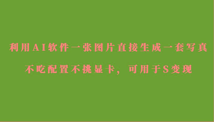 利用AI软件只需一张图片直接生成一套写真，不吃配置不挑显卡，可用于S变现-E网资源