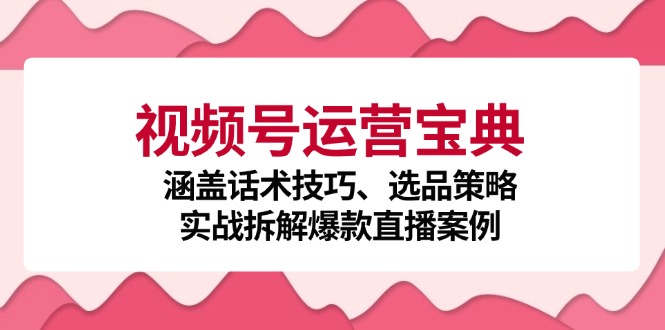 视频号运营宝典：涵盖话术技巧、选品策略、实战拆解爆款直播案例-E网资源