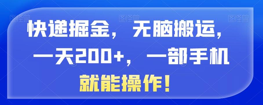 快递掘金，无脑搬运，一天200+，一部手机就能操作！-E网资源