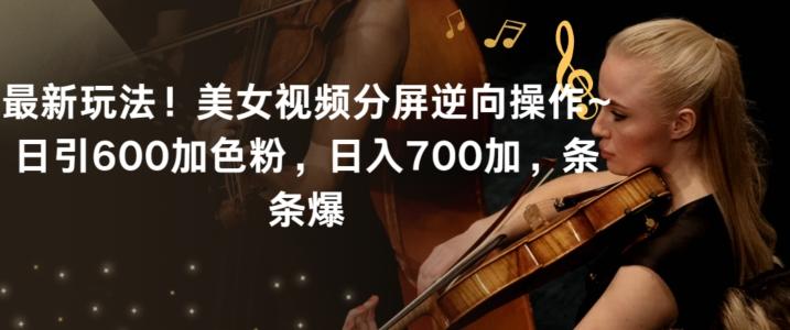 最新玩法！美女视频分屏逆向操作~日引600加色粉，日入700加，条条爆【揭秘】-E网资源