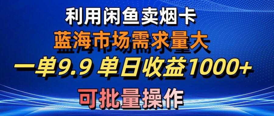 利用咸鱼卖烟卡，蓝海市场需求量大，一单9.9单日收益1000+，可批量操作-E网资源