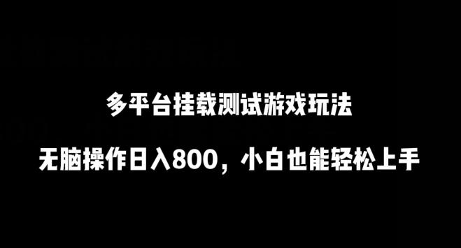 多平台挂载测试游戏玩法，无脑操作日入800，小白也能轻松上手【揭秘】-E网资源