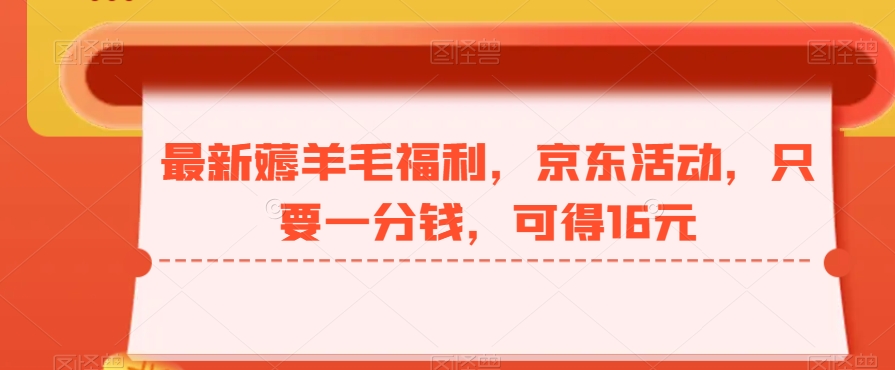 最新薅羊毛福利，京东活动，只要一分钱，可得16元-E网资源