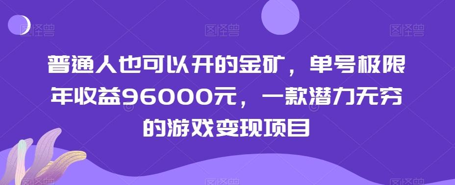 普通人也可以开的金矿，单号极限年收益96000元，一款潜力无穷的游戏变现项目【揭秘】-E网资源