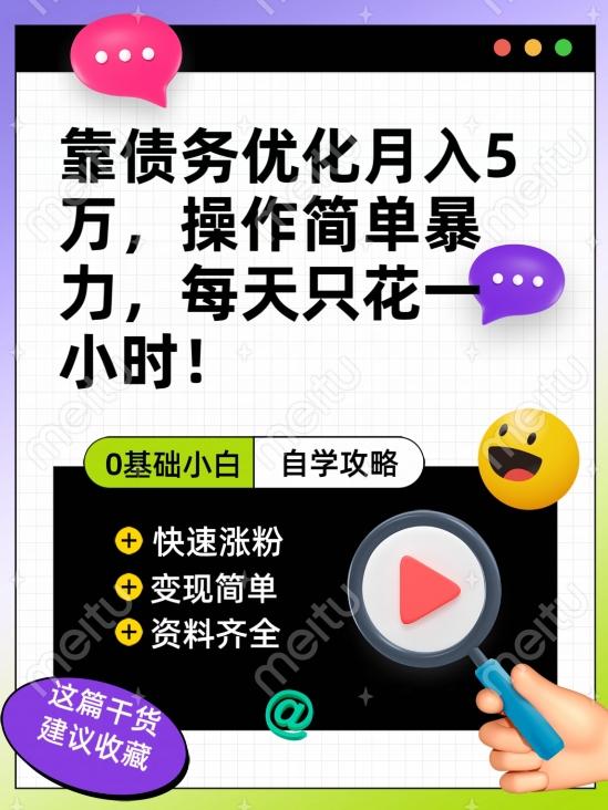 靠债务优化月入五万，每天只要花两个小时，多种方式轻松变现【揭秘】-E网资源