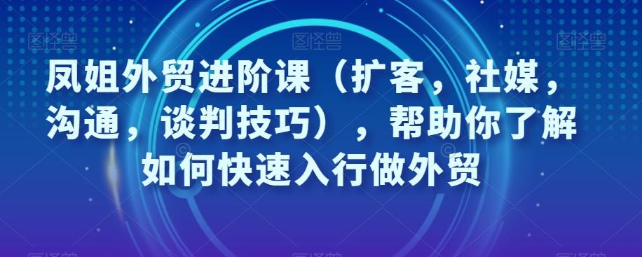 凤姐外贸进阶课（扩客，社媒，沟通，谈判技巧），帮助你了解如何快速入行做外贸-E网资源