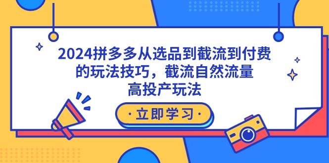 2024拼多多从选品到截流到付费的玩法技巧，截流自然流量玩法，高投产玩法-E网资源