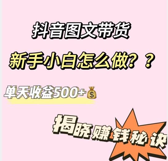 抖音图文带货，新手小白怎么做？单天收益500+【揭秘赚钱秘诀】-E网资源