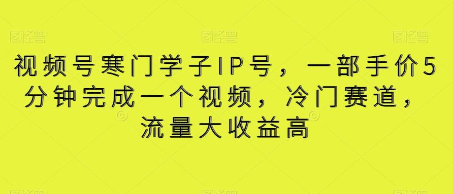 视频号寒门学子IP号，一部手价5分钟完成一个视频，冷门赛道，流量大收益高【揭秘】-E网资源