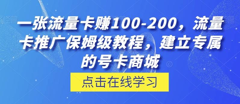 一张流量卡赚100-200，流量卡推广保姆级教程，建立专属的号卡商城-E网资源