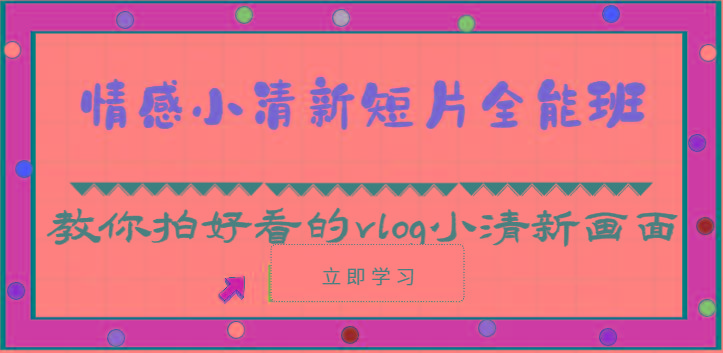 情感小清新短片全能班-教你拍好看的vlog小清新画面(30节课)-E网资源