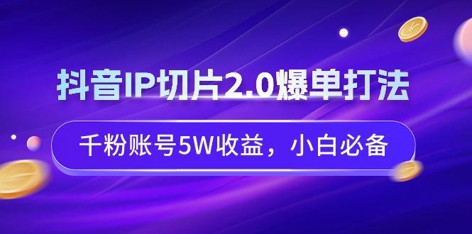 抖音IP切片2.0爆单打法，千粉账号5W收益，小白必备-E网资源