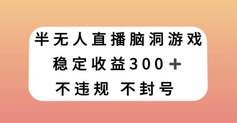 半无人直播脑洞小游戏，每天收入300+，保姆式教学小白轻松上手【揭秘】-E网资源