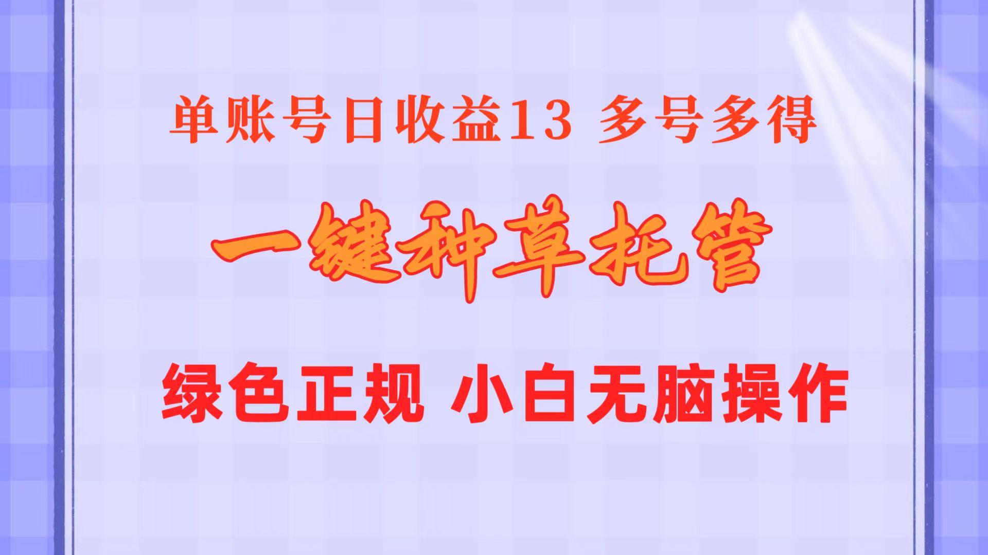 一键种草托管 单账号日收益13元  10个账号一天130  绿色稳定 可无限推广-E网资源