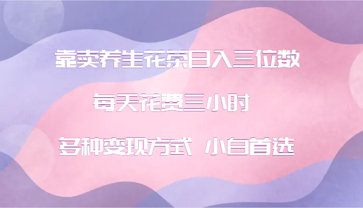 靠卖养生花茶日入三位数，每天花费三小时 多种变现方式 小白首选-E网资源