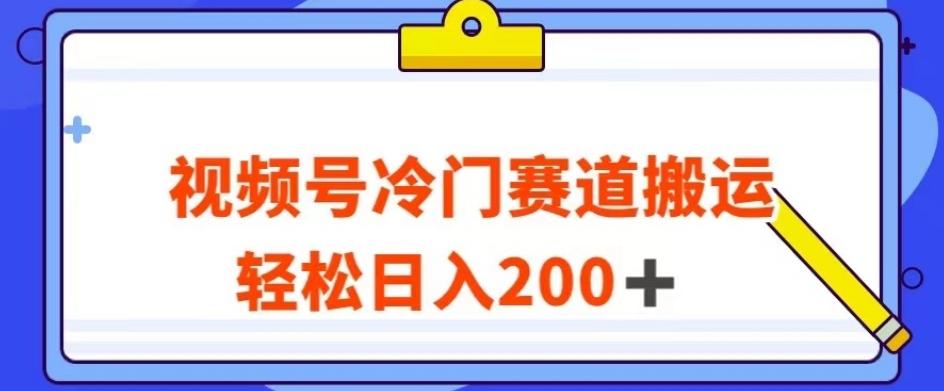 视频号最新冷门赛道搬运玩法，轻松日入200+【揭秘】-E网资源