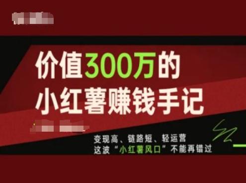 价值300万的小红书赚钱手记，变现高、链路短、轻运营，这波“小红薯风口”不能再错过-E网资源