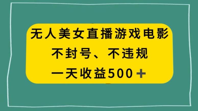 美女无人直播游戏电影，不违规不封号，日入500+-E网资源