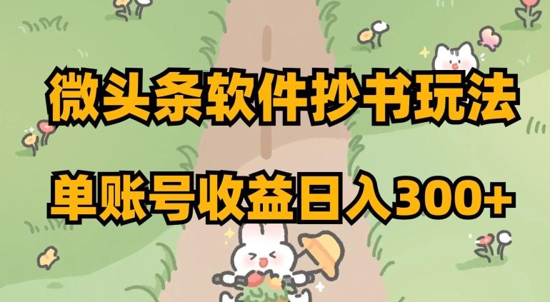 微头条软件抄书玩法，单账号收益日入300+【揭秘】-E网资源