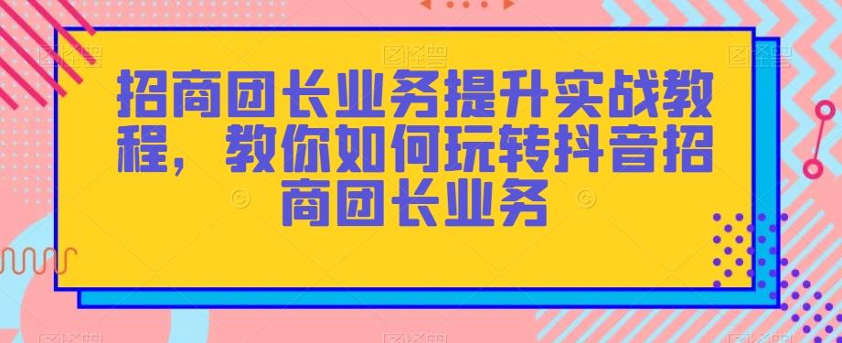 招商团长业务提升实战教程，教你如何玩转抖音招商团长业务-E网资源