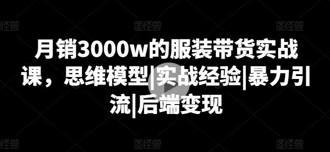 月销3000w的服装带货实战课，思维模型|实战经验|暴力引流|后端变现-E网资源