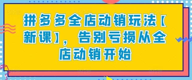 拼多多全店动销玩法【新课】，告别亏损从全店动销开始-E网资源