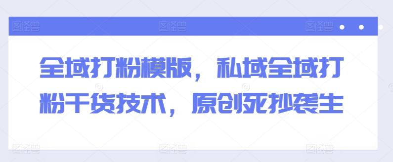 全域打粉模版，私域全域打粉干货技术，原创死抄袭生-E网资源