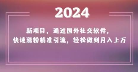 2024新项目，通过国外社交软件，快速涨粉精准引流，轻松做到月入上万【揭秘】-E网资源