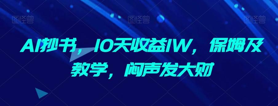 AI抄书，10天收益1W，保姆及教学，闷声发大财-E网资源