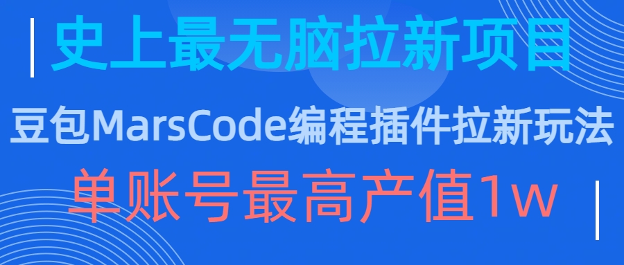 豆包MarsCode编程插件拉新玩法，史上最无脑的拉新项目，单账号最高产值1w-E网资源