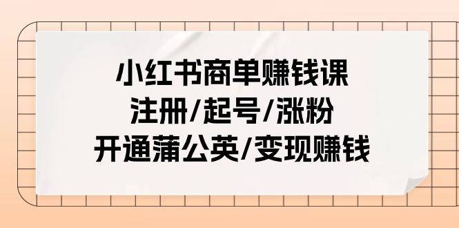 小红书商单赚钱课：注册/起号/涨粉/开通蒲公英/变现赚钱(25节课)-E网资源
