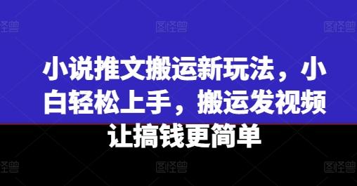 小说推文搬运新玩法，小白轻松上手，搬运发视频让搞钱更简单-E网资源