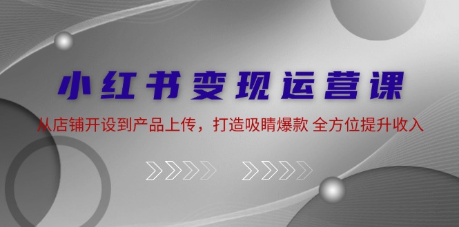 小红书变现运营课：从店铺开设到产品上传，打造吸睛爆款 全方位提升收入-E网资源