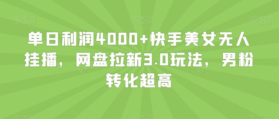 单日利润4000+快手美女无人挂播，网盘拉新3.0玩法，男粉转化超高【揭秘】-E网资源