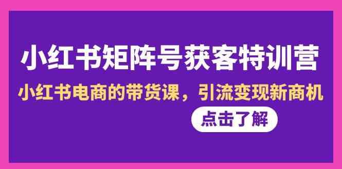 小红书矩阵号获客特训营-第10期，小红书电商的带货课，引流变现新商机-E网资源