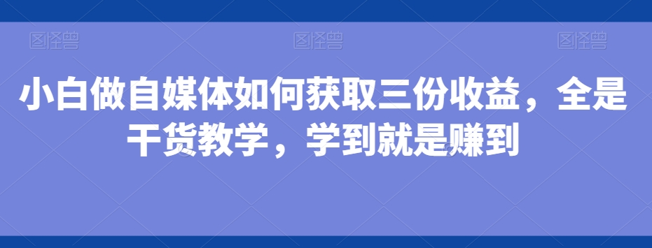 小白做自媒体如何获取三份收益，全是干货教学，学到就是赚到-E网资源
