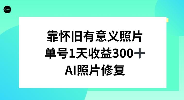 AI照片修复，靠怀旧有意义的照片，一天收益300+-E网资源