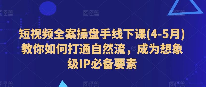 短视频全案操盘手线下课(4-5月)教你如何打通自然流，成为想象级IP必备要素-E网资源