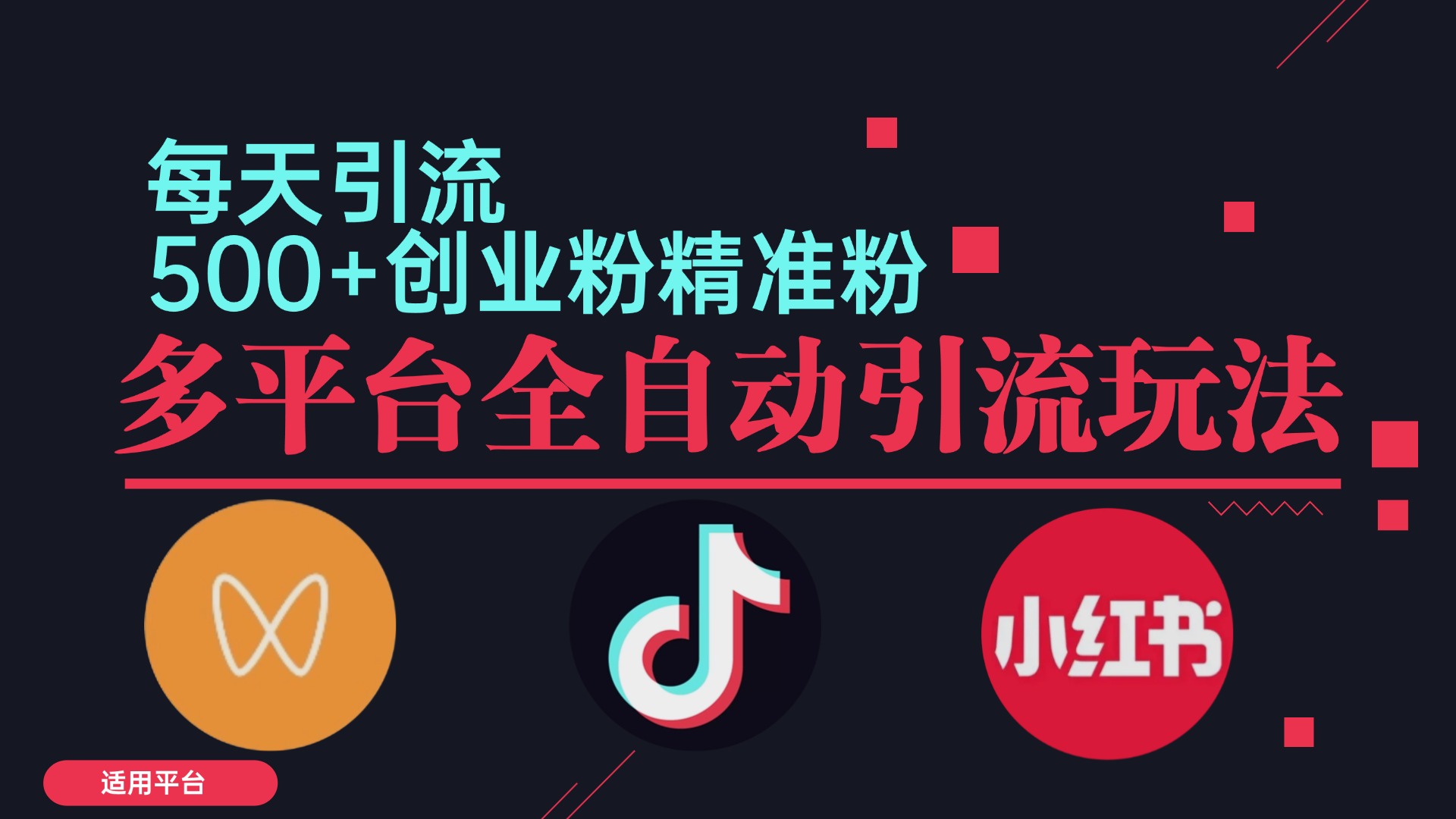 小红书抖音视频号截流自热全平台引流打法，全自动引流【日引2000+精准…-E网资源