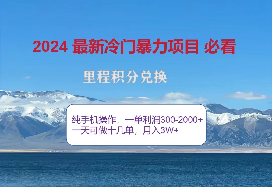 2024惊爆冷门暴利，里程积分最新玩法，高爆发期，一单300+—2000+-E网资源