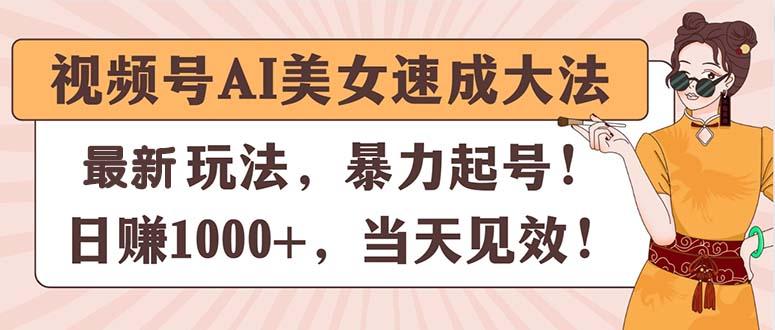 视频号AI美女速成大法，暴力起号，日赚1000+，当天见效-E网资源