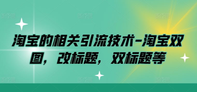 淘宝的相关引流技术-淘宝双图，改标题，双标题等-E网资源