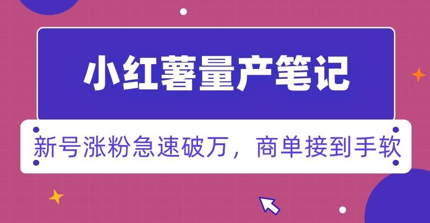小红书量产笔记，一分种一条笔记，新号涨粉急速破万，新黑马赛道，商单接到手软【揭秘】-E网资源
