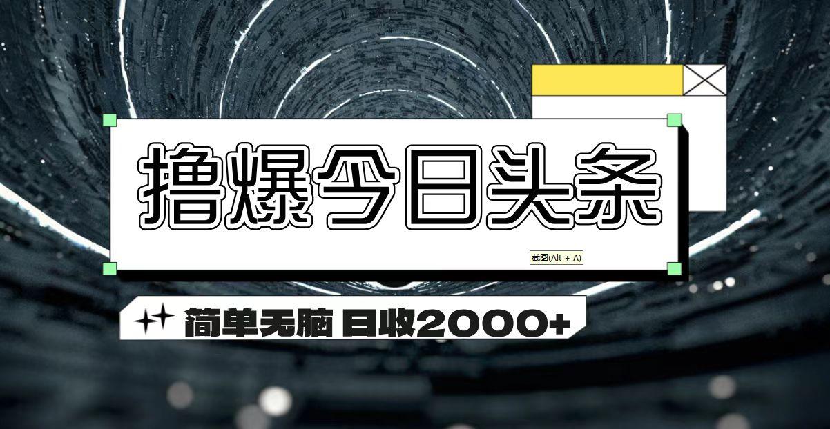 撸爆今日头条 简单无脑操作 日收2000+-E网资源