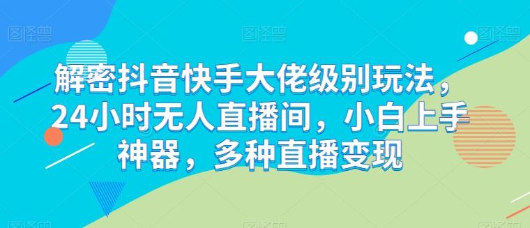 解密抖音快手大佬级别玩法，24小时无人直播间，小白上手神器，多种直播变现【揭秘】-E网资源