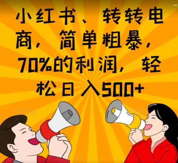 小红书、转转电商，简单粗暴，70%的利润，轻松日入500+-E网资源