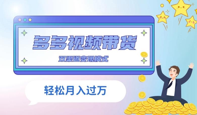 多多视频带货，三个月收入近5万，全程项目拆解-E网资源
