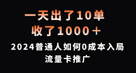 一天出了10单，收了1000+，2024普通人如何0成本入局流量卡推广【揭秘】-E网资源